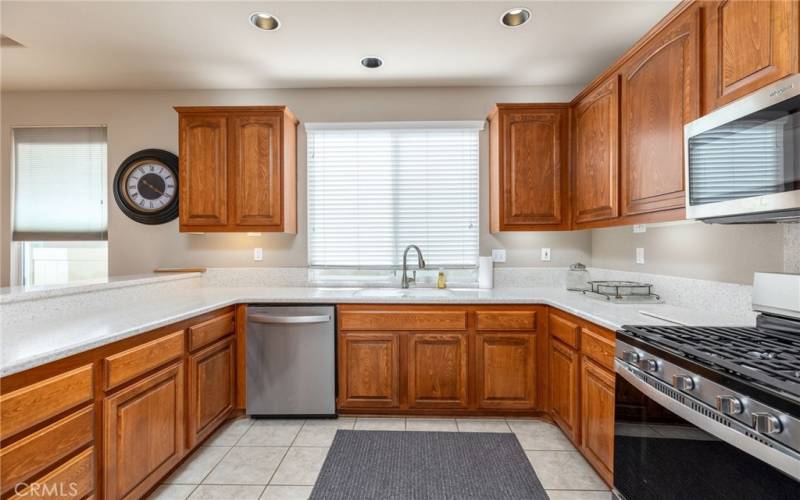 Kitchen with stainless steel appliances,