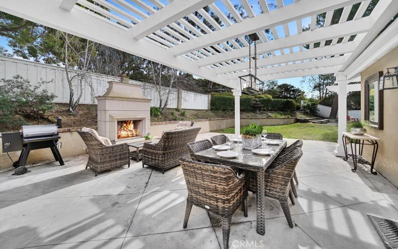 Outdoor dining area with propane BBQ and Pellet smoker