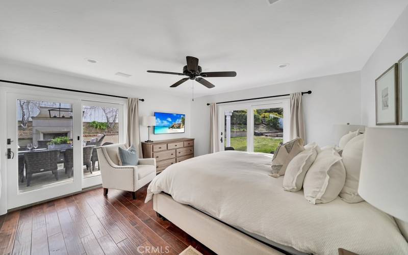 Master bedroom with view of the backyard