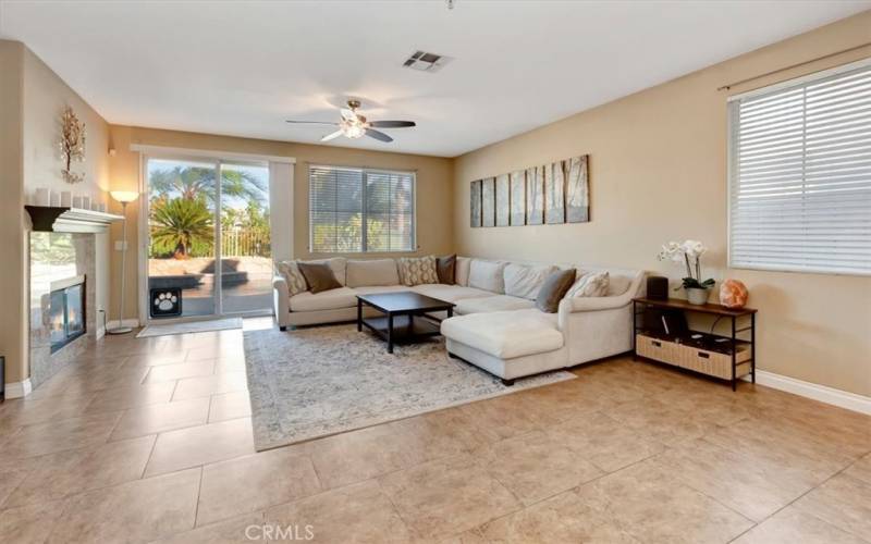 Great family room.  Lovely tile floor.