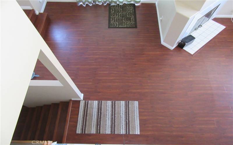 View of dining room from loft