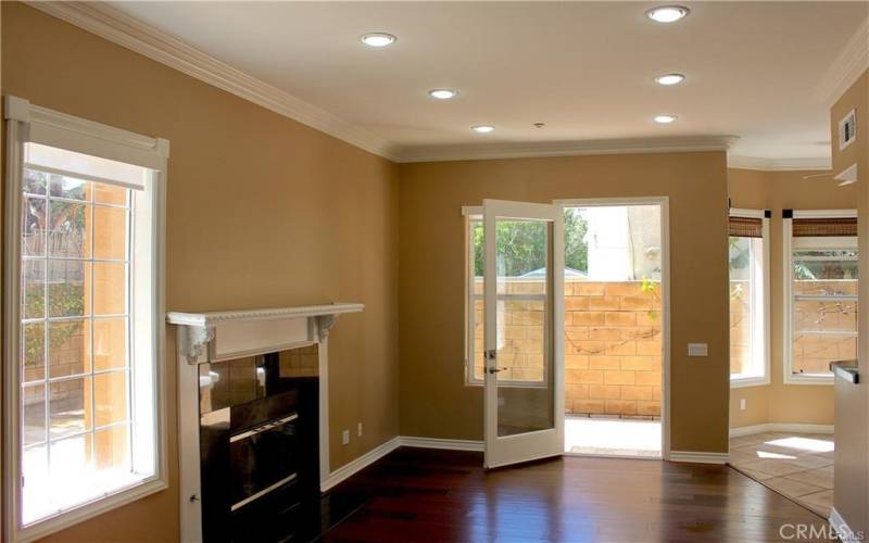 Family room with fireplace