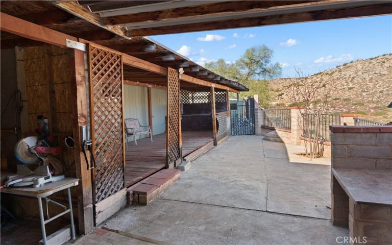 2nd home rear patio. There is a work shop and even an outdoor 1/2 bath! Awesome views from here.