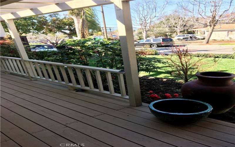 Front porch/deck; perfect for plants, chairs, and hanging out.