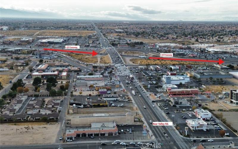 2 traffic lights from the I-15 Freeway and Bear Valley Interchange