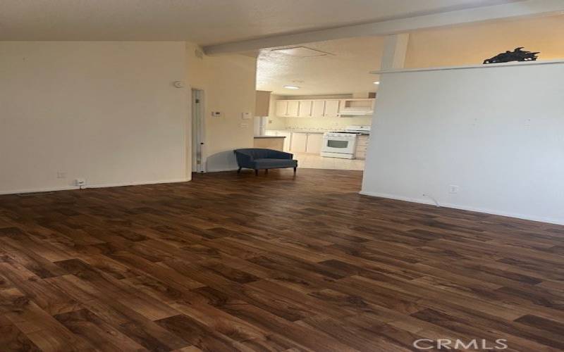 View from the Front Door Entry of the Massive Living room into the Kitchen