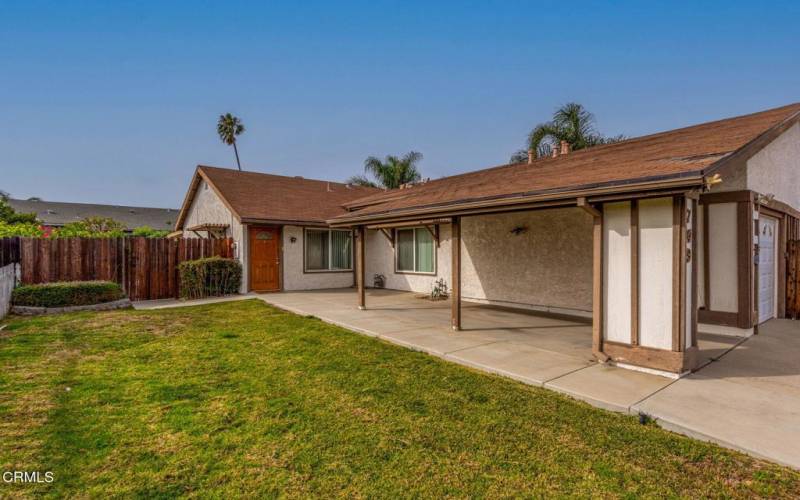 Front yard and carport