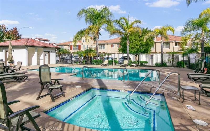 Community Pool & Spa (showers & restrooms in the background).