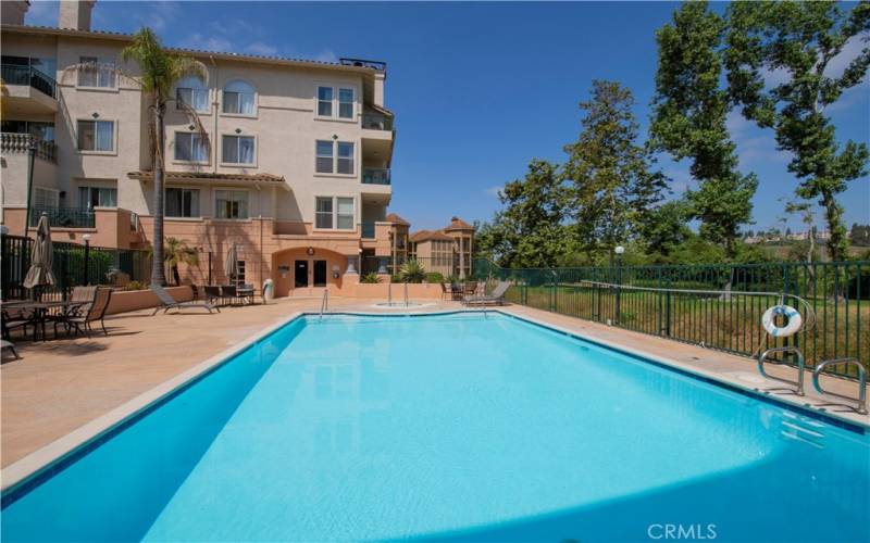 Large pool & fitness center at the end of the building