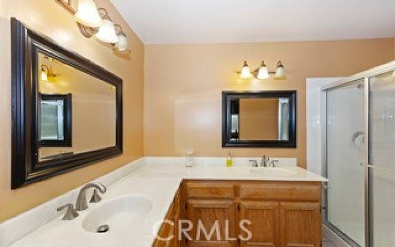 Primary Bathroom with dual vanity sinks