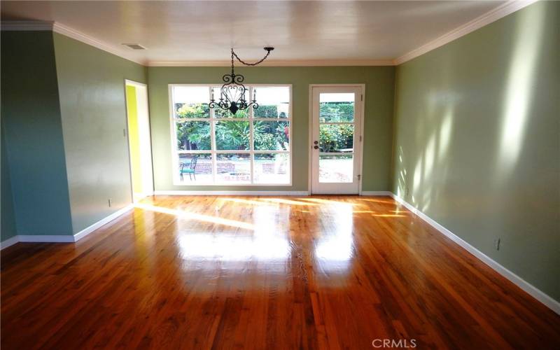 Great views from the living room of the backyard oasis.