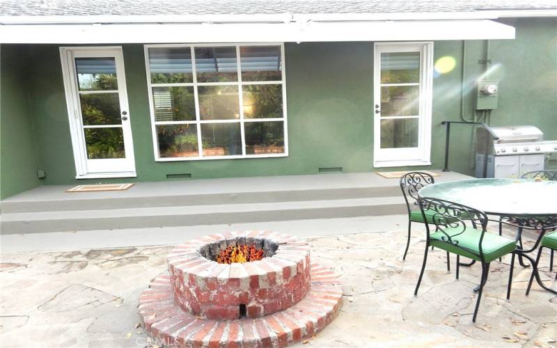 Fire pit looking toward the living room.