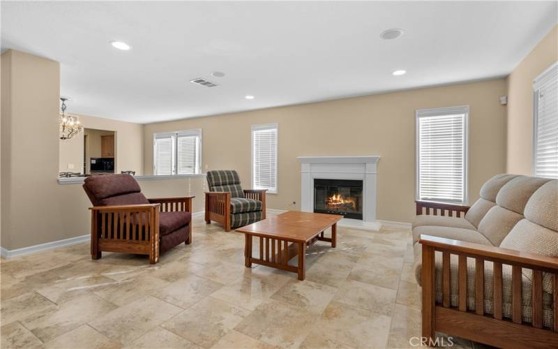 Living room with fireplace.