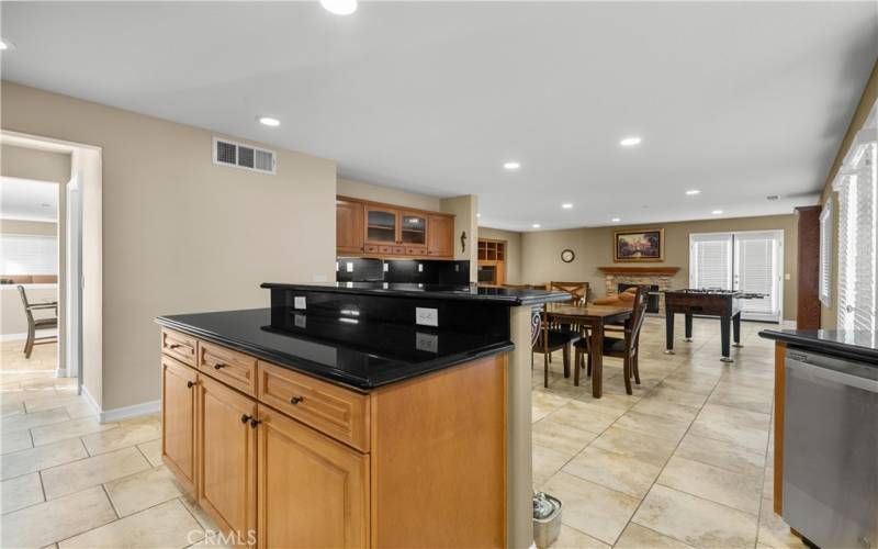 Kitchen open to family room.