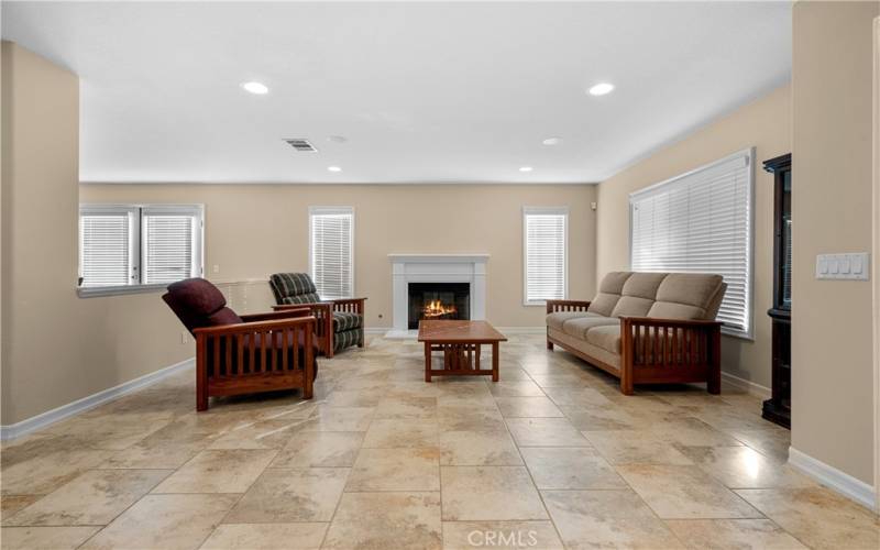 Living room with fireplace.