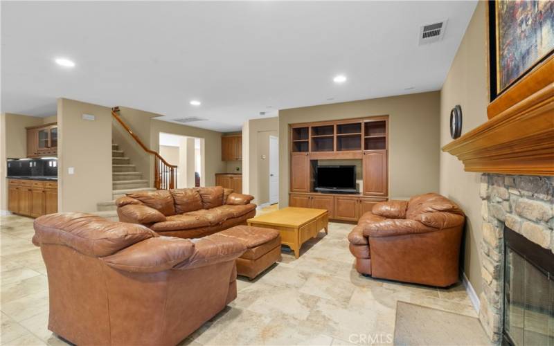 Family room with fireplace.