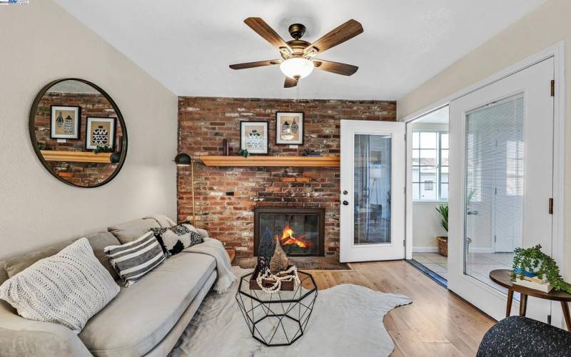 Cozy fireplace in family room