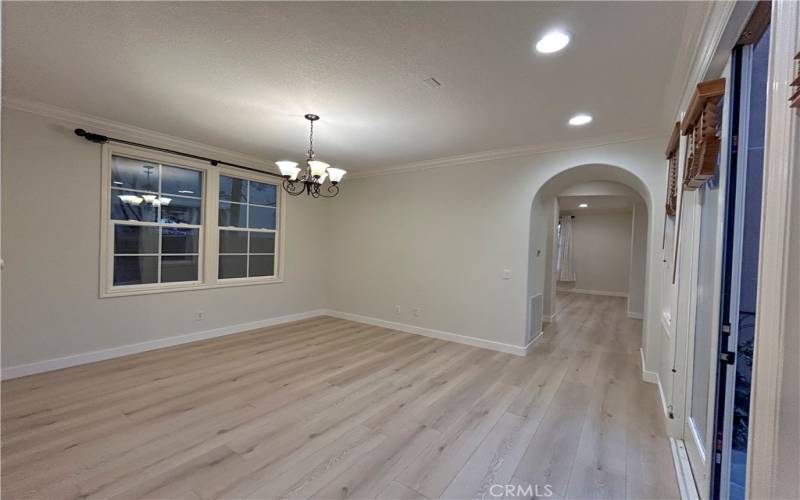 Dining room and hallway to living room