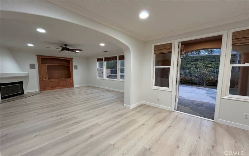 Nook, entrance to backyard, family room