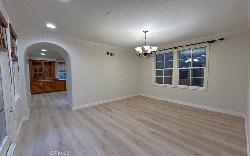 Dining room and entrance to kitchen