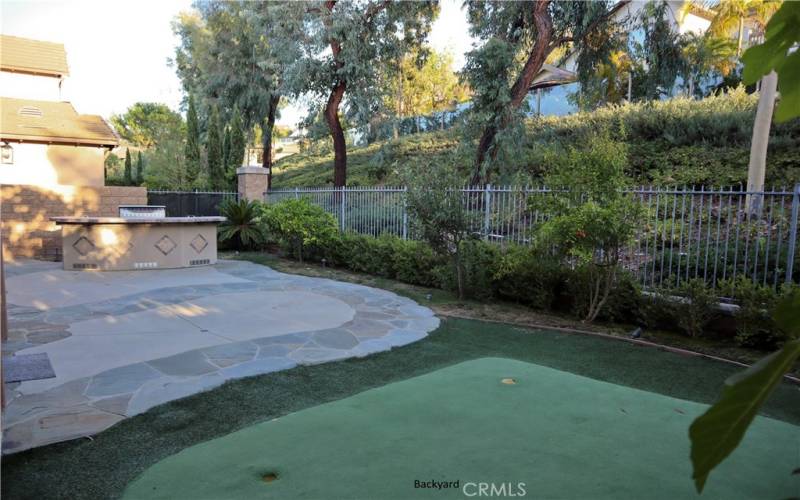 Backyard with mini golf greens