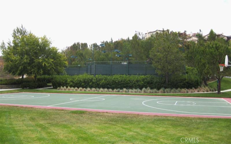 Two lighted tennis courts with convertable pickleball court, one basketball court.