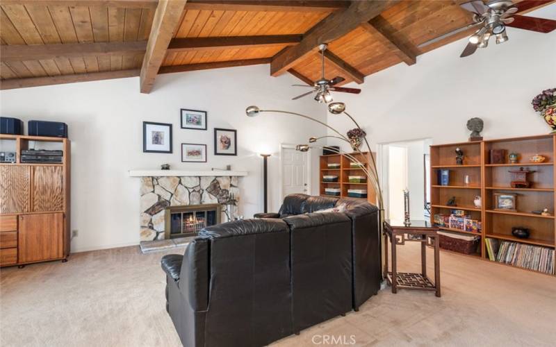 Beamed  cathedral ceiling in Family Room