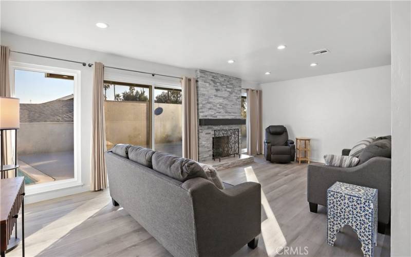 Living room with fireplace.