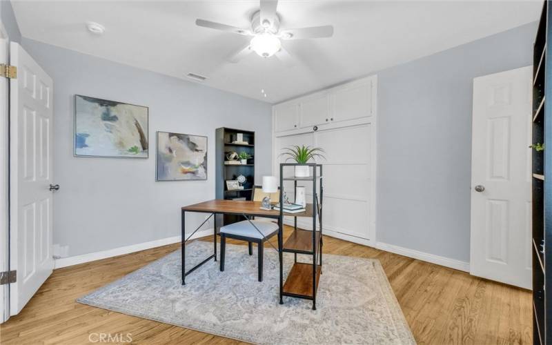 The built in closets have ample storage.