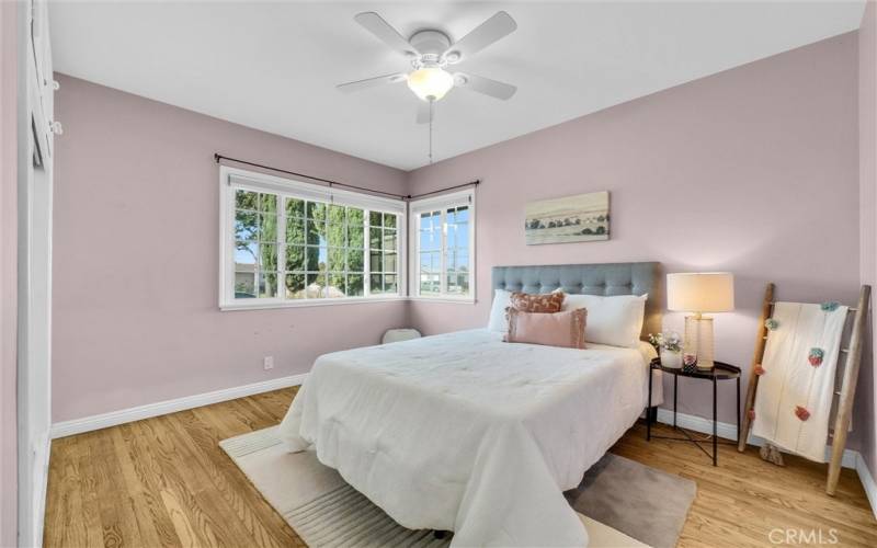 This room has great storage space above the closet.