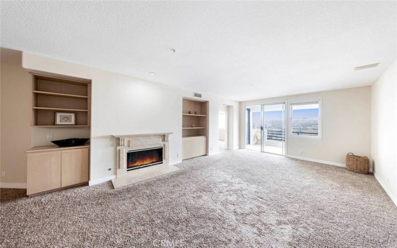 Spacious Living Room with Fireplace