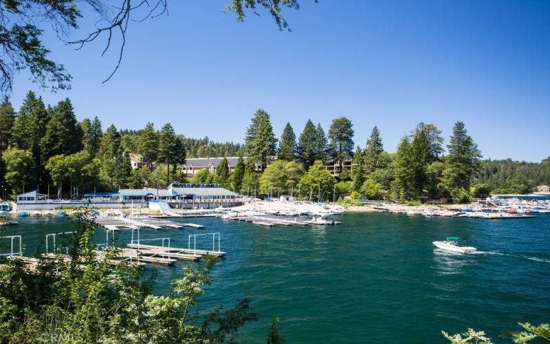 Lake Arrowhead Yacht Club viewed from the peninsula.