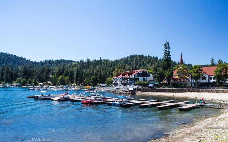 Lake Arrowhead Village viewed from the peninsula.