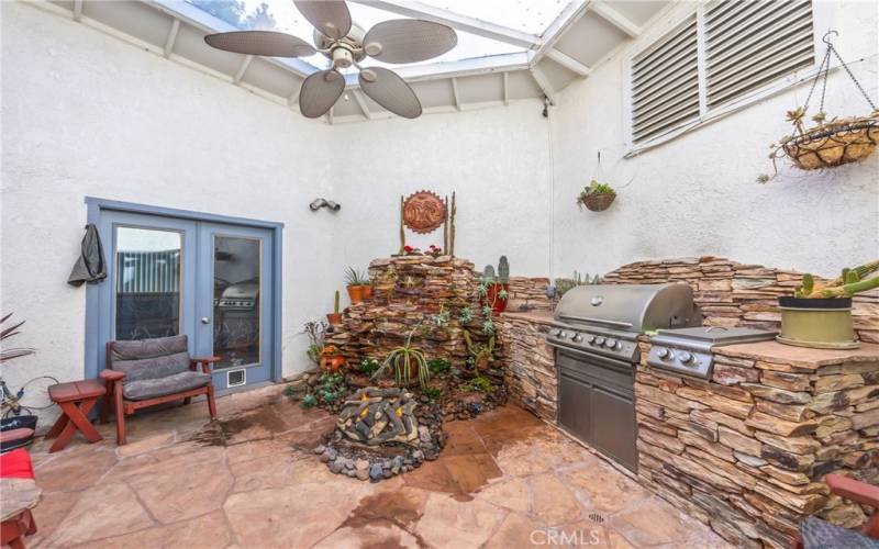 Atrium with Built in Fountain, Fire Pit and BBQ