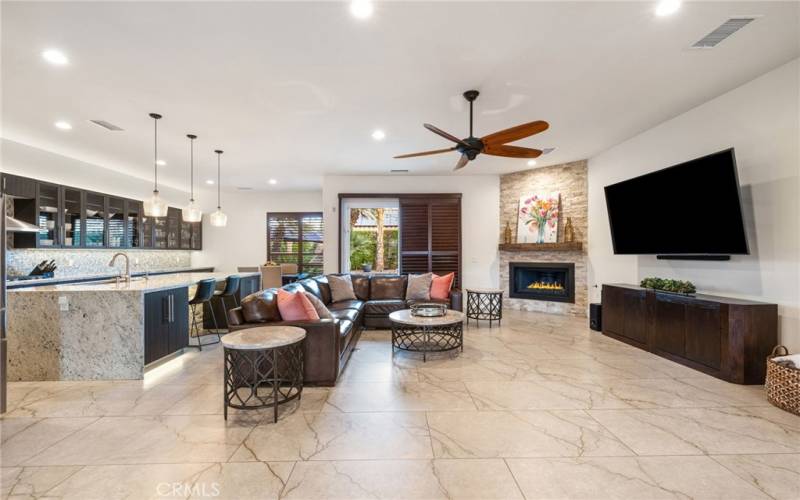 Open layout from Kitchen to Living room.