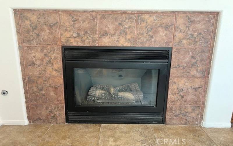 Cozy fireplace in the family room