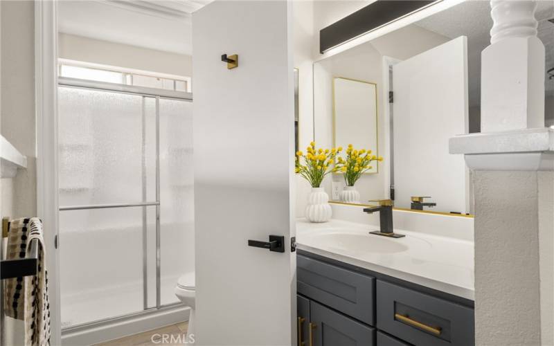 Primary Bedroom with attached bath and gorgeous vanity