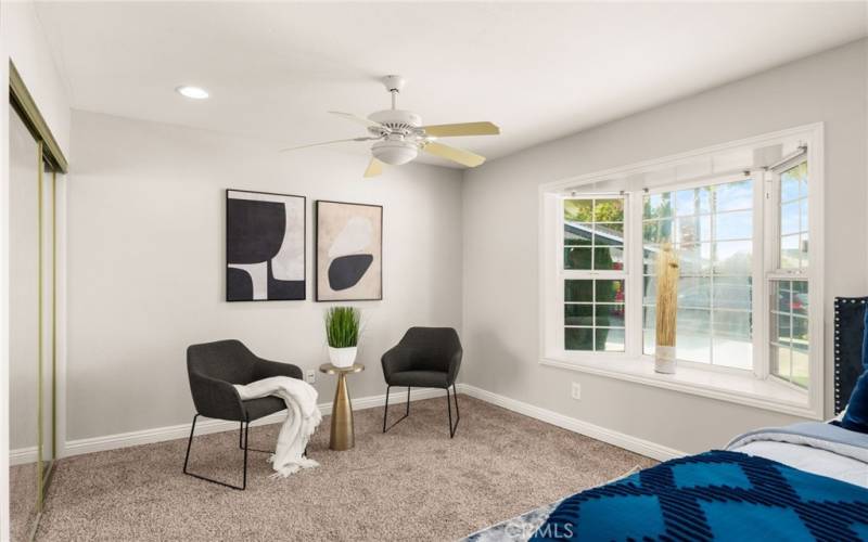 Sitting area with closet.