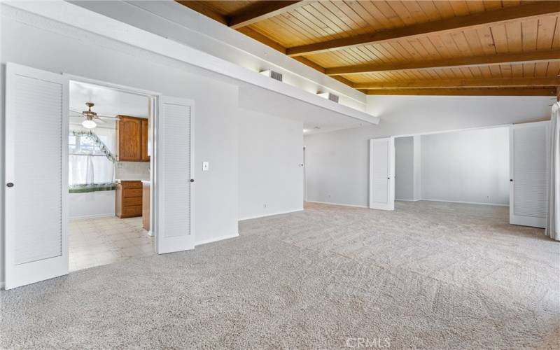 Another angle of the living room looking into the kitchen.