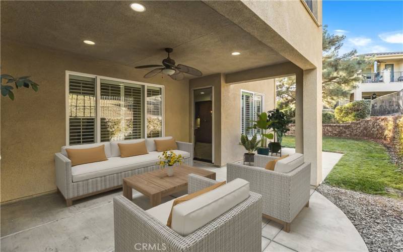 Covered patio virtually staged