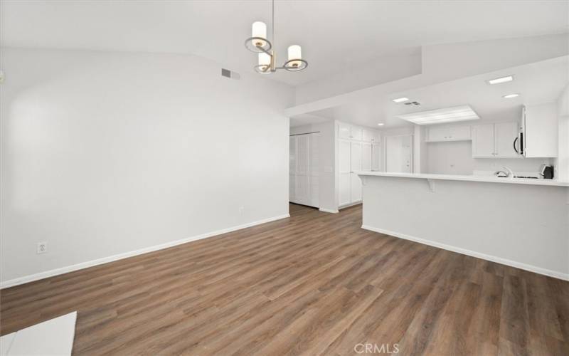 Family room and kitchen breakfast bar