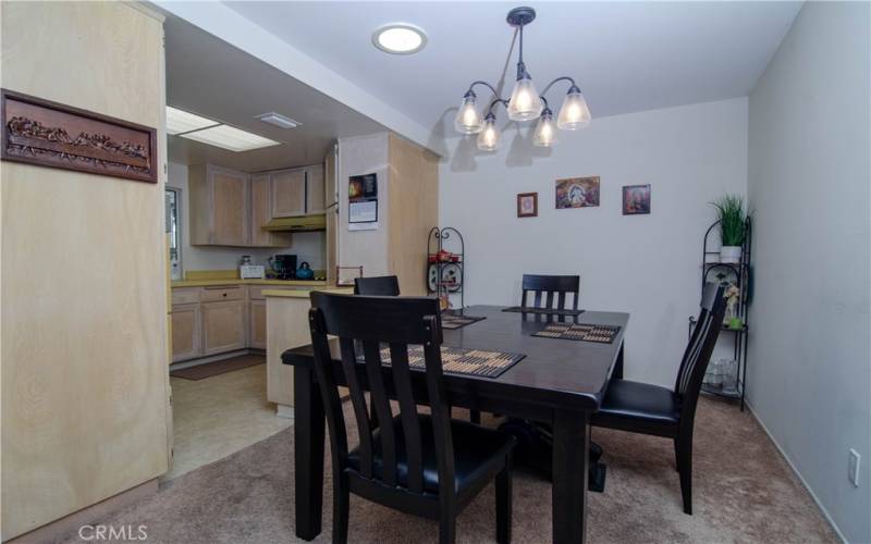 Dining area into kitchen