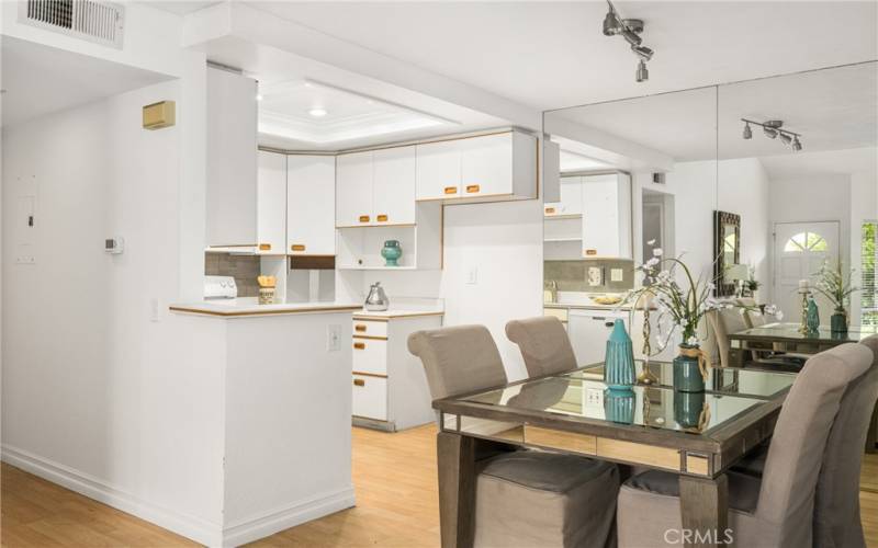 Dining area is open to the kitchen and living room.