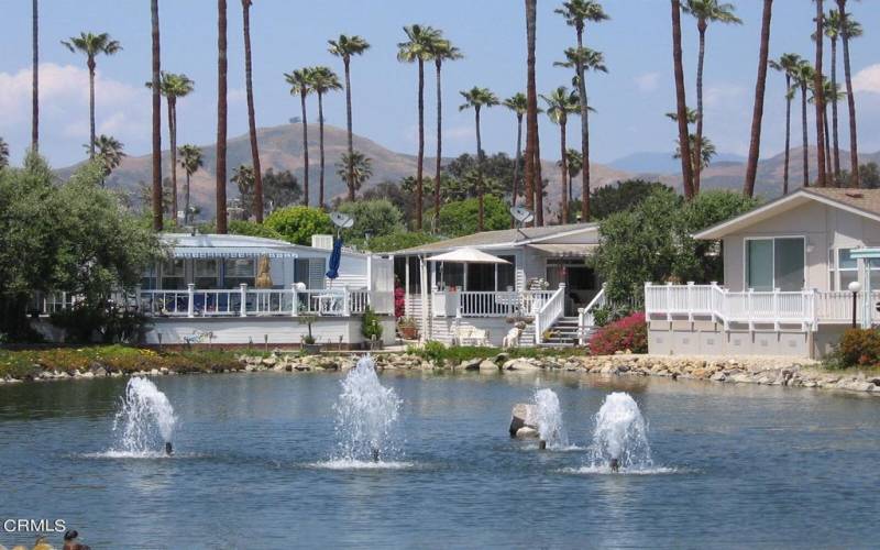 Fountains in lake