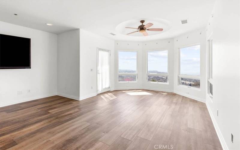 Master Bedroom with TV and amazing views.