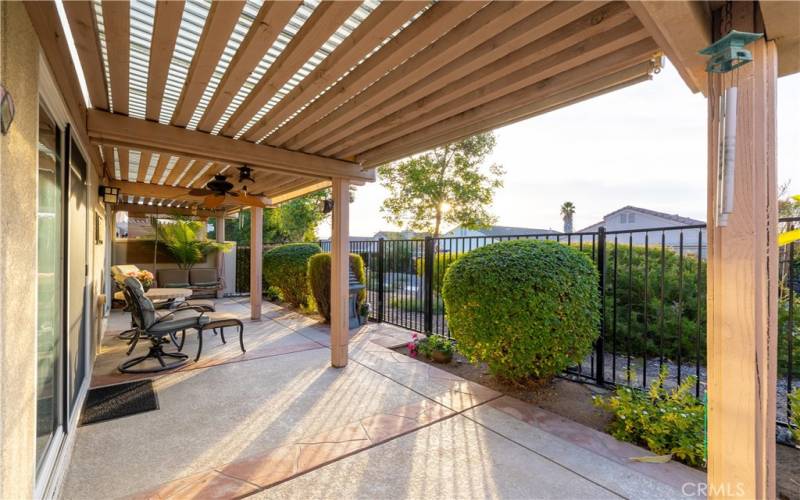 Patio with gate to walking path