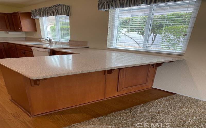 Kitchen bar with cabinet below