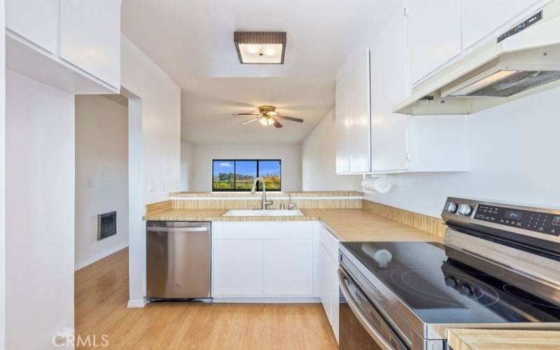 Kitchen looking into living area