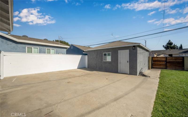 Detached Garage with View of Gate to Alley access.