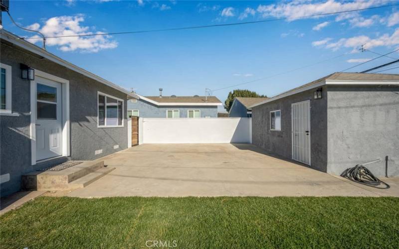 Backyard Patio and Detached Garage.